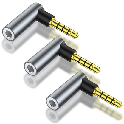 3 Pack Angle 3.5mm Male to Female Audio Adapter，90 Degree Right Angle 3.5mm 1/8" TRRS Stereo Jack Coupler Gold Plated Connectors, for Mobile Phones,Tablets,Car Audio,Speakers (Angle M to F) - style: Angle M to F