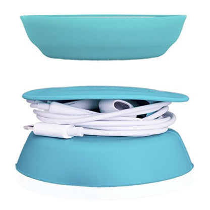 Budley - Tangle-Free Earphone/Earbud Case, Compact Storage System, Silicone (Teal, Set of 1) - color: Teal