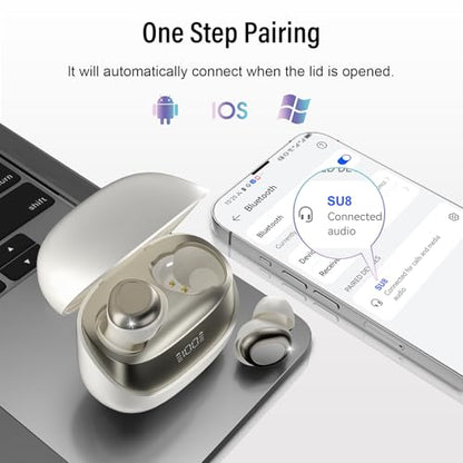 Sleep Earbuds Bluetooth 5.4 in Ear Light-Weight Headphones, Mini Sleep Headphones Small Design for Side Sleepers, 47H Playtime with Charging Case, Clear Calls Earphones, IvoryWhite - color: IvoryWhite