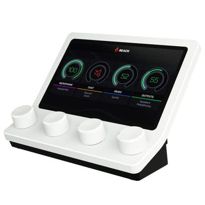 BEACN Mix (Light) - USB-C Audio Mixer & Controller, 5" Display, 4 Knobs | Windows Audio Controller w/ 5" Color Display & Push-button Encoders. For Streaming, Gaming, Podcasting & Work-From-Home.