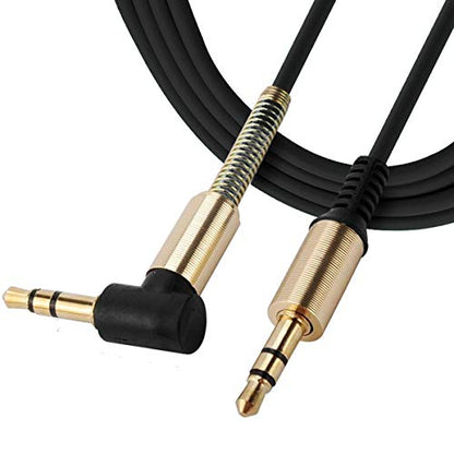 JacobsParts 3.5mm AUX Cable Car Stereo Audio Auxiliary Headphone Jack Cord Right Angle Male to Male, 3ft (Black) - color: Black