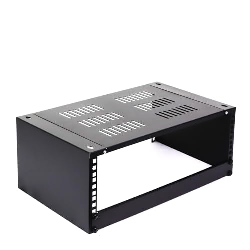 AEONS 4U Wall Mount Reinforced Bracket Network Rack Low Profile Vertical & Horizontal Mounting 19" Patch Panel Bracket for Shallow Server Switch IT Studio Equipment, Vented Top Shelf, Black - style: 4U-HV