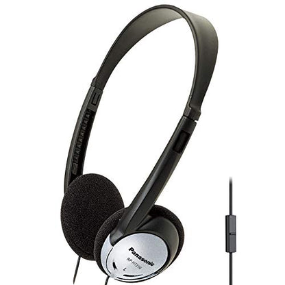 Panasonic Headphones, On-Ear Lightweight Earphones with Microphone and XBS for Extra Bass and Clear, Natural Sound, 3.5mm Jack for Phones and Laptops, Work from Home - RP-HT21M (Black & Silver) - size: 36 x 6.7 x 0.5 inches (Pack of 1), style: On Ear - Wi