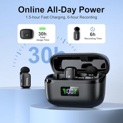Mini Wireless Microphone for iPhone Android Tablets - color: 2TX+1 C RX+1 Lightning Adapter+Charging Case