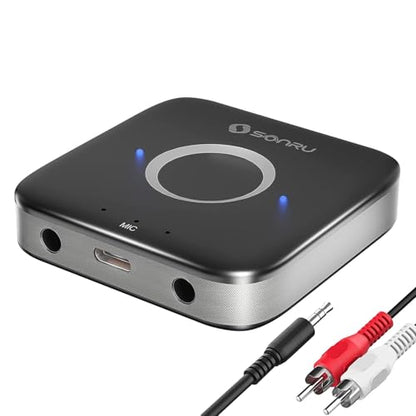 Bluetooth 5.3 Receiver, Bluetooth Audio Adapter for Speakers/Home Stereo, Low Latency, Noise Cancellation, 15-Hour Battery Life with AUX 3.5mm/RCA, Wireless Bluetooth Adapter for Old Receiver