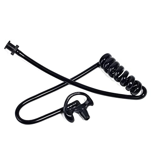 HYS Black Acoustic Tube Replacement Surveillance Acoustic Coil Tube Earbud Audio Kit with 1 Pair Medium Earmold for Two-Way Radio Headset/Earpiece