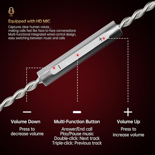 CCA Phoenix in-Ear Monitor Headphones – Dual-Magnet Dynamic Driver IEM with HiFi Clear Sound & Deep Bass, Full-Metal Professional Gaming Earbuds for Musicians, Singers, and Audiophiles(USB C Plug) - color: Dark-Grey, style: With Mic,USB-C