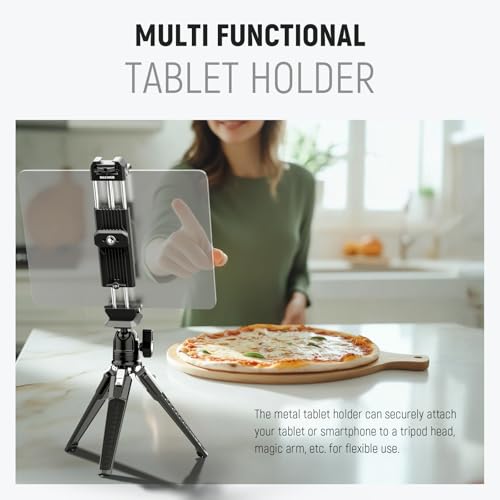 NEEWER Tablet Metal Holder for iPad Tripod Mount Adapter with Cold Shoe, Arca Type Base, NATO Interface, 1/4" Screw for iPad mini Air Pro Surface Pro (7.9" to 12.9"), Universal Tablet Clamp, PA100 - style: PA100