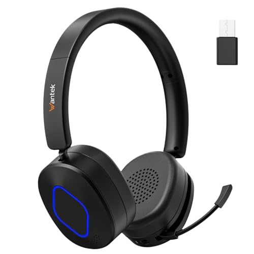 Wireless Headset with Mic for Work, Bluetooth Headset with Noise Cancelling | Wireless Headphones with Mic & USB Dongle, 40H & Mute, Ideal for PC/Call Center/Computer/Laptop/Study