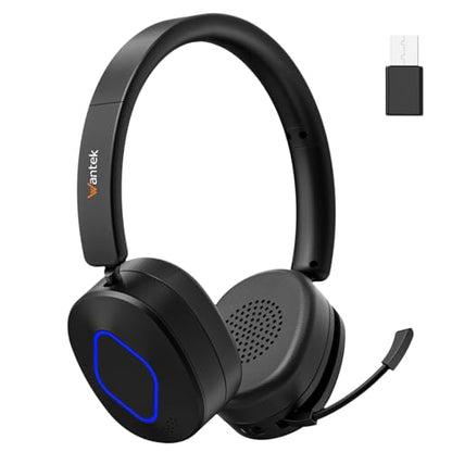 Wireless Headset with Mic for Work, Bluetooth Headset with Noise Cancelling | Wireless Headphones with Mic & USB Dongle, 40H & Mute, Ideal for PC/Call Center/Computer/Laptop/Study