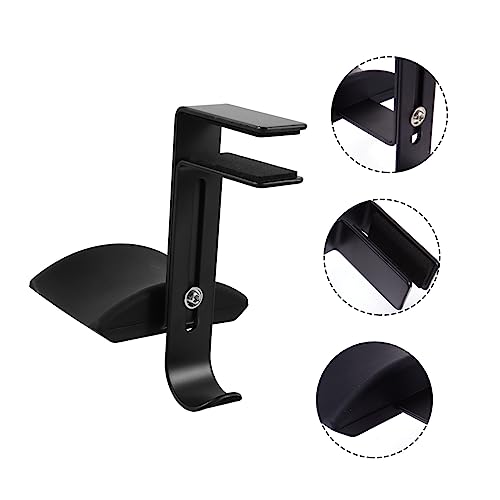 Uonlytech Adjustable Under Desk Headphone Stand Hanger Metal Holder for Headset Durable and Scratch-Resistant Design for Gaming and Office Use - color: Black