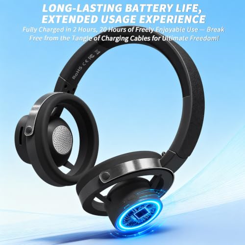 Open-Ear Headphones, 20+ Hour Playtime, Immersive Sound, Wireless Bluetooth Headphones for School, Work, Travel&Daily Use,Black - color: Black