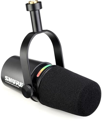 Shure MV7i Smart Microphone with Built-in Audio Interface and Deluxe Articulating Desktop Mic Boom Stand - Podcast Mic with 2 Channels, XLR and 1/4", USB-C for Mac/PC/Phone, and Advanced DSP Features