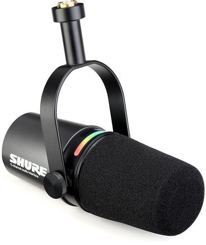 Shure MV7i Smart Microphone with Built-in Audio Interface and Low Profile Mic Stand - Podcast & Musician Mic with 2 Channels, XLR and 1/4", USB-C for Mac/PC/Phone, and Advanced DSP Features