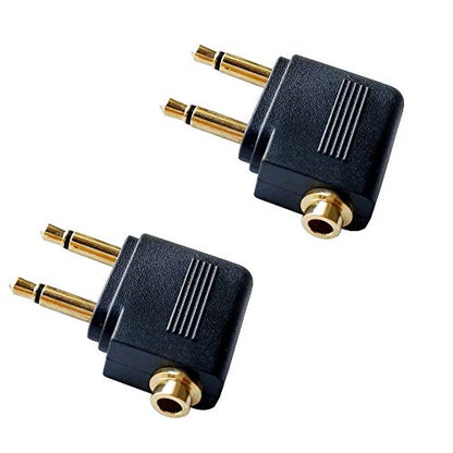 Posdou Dual 3.5mm Male to 3.5mm Female Airplane Headphone Adapter Gold Plated (2 Pack)