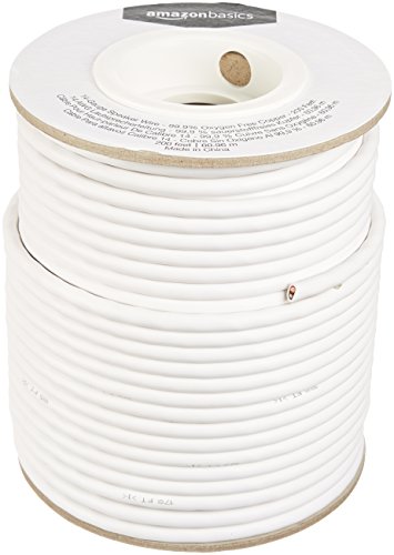 Amazon Basics 14-Gauge Audio Speaker Wire Cable, 200 Feet, 99.9% Oxygen-Free Copper for Clear Sound, Red and Black Color Coded, White - size: 200-Foot, style: 14-Gauge