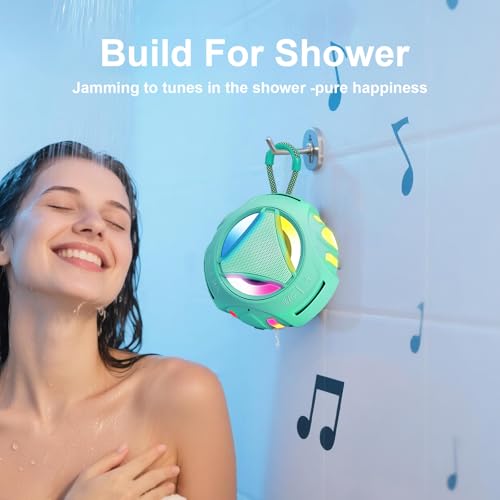 Portable Bluetooth Speaker, IPX7 Waterproof Shower Speaker, Wireless Outdoor Speakers, Floating, Built-in Mic, 24H Playtime with LED Lights, Loud HD Sound, Powerful Bass, Gifts for Unisex - Sky Blue - color: Sky Blue