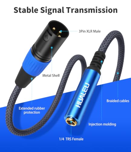 1Ft 6.35 1/4 TRS Female to 3Pin XLR Male Balance Adapter-2Pack Blue - color: 1/4 F to XLR M/Blue