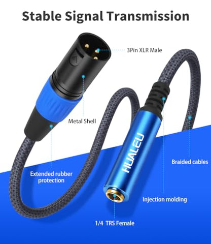 1Ft 6.35 1/4 TRS Female to 3Pin XLR Male Balance Adapter-2Pack Blue - color: 1/4 F to XLR M/Blue