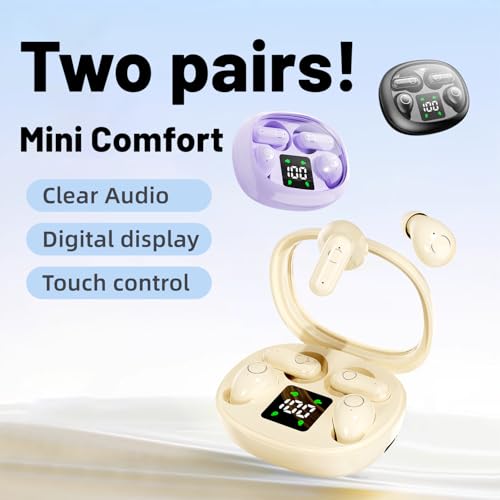 2-in-1 Mini Invisible Sleep Bluetooth Earbuds,Small Wireless Sleep Headphones for Side Sleepers,Bluetooth 5.4 Bass Stereo Sound Over-Ear Earbuds,Bluetooth Earbuds for Laptop/Phones/Sports (Black) - color: Black