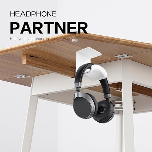 YAODHAOD Headset Hanger Holder Wall Mount, Sticky Headset Stand Holder Clip Under Desk for All Headphone/Controller (White,Hanging Style) - color: White, size: Hanging Style