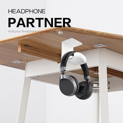 YAODHAOD Headset Hanger Holder Wall Mount, Sticky Headset Stand Holder Clip Under Desk for All Headphone/Controller (White,Hanging Style) - color: White, size: Hanging Style