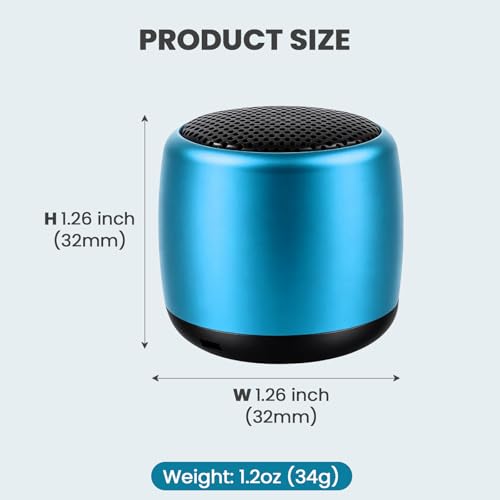 Best Mini Portable Bluetooth Speaker with HD Sound & Bass I Smallest Wireless Bluetooth Speakers for Phone/PC/Tablet I Photo Selfie Button Answer Phone Calls I Cute Tiny Speaker (Blue) - color: Blue