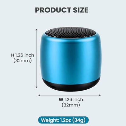 Best Mini Portable Bluetooth Speaker with HD Sound & Bass I Smallest Wireless Bluetooth Speakers for Phone/PC/Tablet I Photo Selfie Button Answer Phone Calls I Cute Tiny Speaker (Blue) - color: Blue