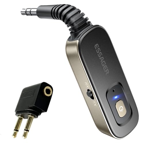 Bluetooth Receiver for Car, Noise Cancelling 3.5mm AUX Bluetooth Car Adapter, Wireless Audio Receiver Transmitter for Home Stereo/Wired Headphones Airplane, Gold - color: Gold