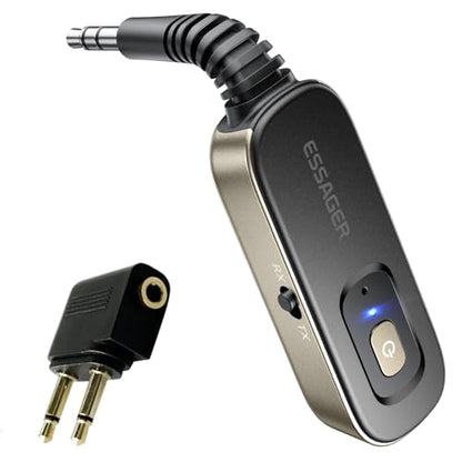 Bluetooth Receiver for Car, Noise Cancelling 3.5mm AUX Bluetooth Car Adapter, Wireless Audio Receiver Transmitter for Home Stereo/Wired Headphones Airplane, Gold - color: Gold