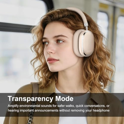 Srhythm NiceComfort 95 Adaptive Noise Cancelling Headphones Wireless | Bluetooth with Spatial Audio,Transparency,ENC,HD Sound,Low Latency for Gaming,Slim Headphones Lightweight - color: Champagne Gold
