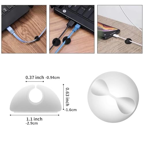 Cord Holder Cable Clips, 12PCS Self-Adhesive Wire Management Keeper Cord Organizer Charger Holder for Desktop USB Charging Cable Nightstand Power Cord Mouse Cable Wire PC Office Home (White)