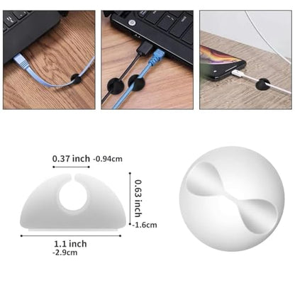 Cord Holder Cable Clips, 12PCS Self-Adhesive Wire Management Keeper Cord Organizer Charger Holder for Desktop USB Charging Cable Nightstand Power Cord Mouse Cable Wire PC Office Home (White)