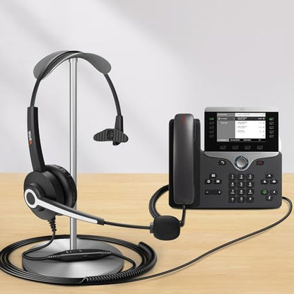 Wantek Cisco Phone Headset for Landline Office Phone,Noise Canceling Microphone and Mute Switch,Telephone Headset Compatible with Cisco IP-7940 7942 7945 7960 7962 7965 7811 7821 8811 8841 8845 8851 - color: Gray