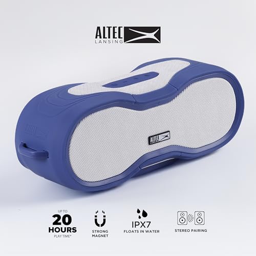 Altec Lansing - Portable Bluetooth Speaker, Waterproof IP67 - color: Periwinkle/White, size: Large