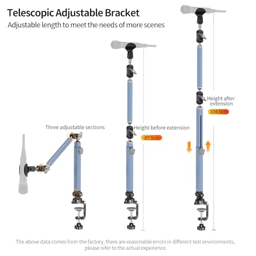 Microphone Boom Arm 360° Rotatable Foldable Adjustable Desk Mic Stand Desk Mount Sturdy Aluminum Alloy for Podcast Video Gaming Meeting Studio (Clip-On) - size: Clip-On