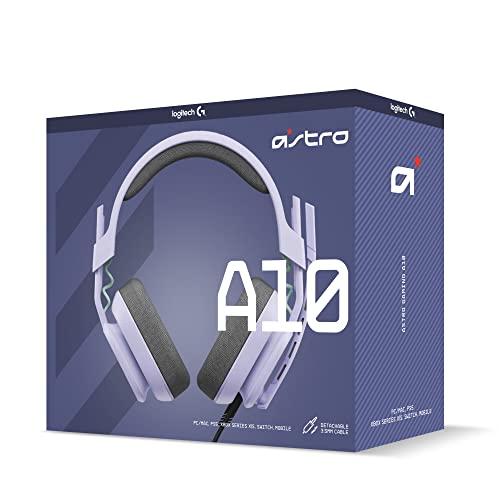 Logitech G Astro A10 Gen 2 Cross-Platform Wired Gaming Headset - Lilac | 3.5mm Headphone Jack, 32mm Drivers, Flip-to-Mute Mic, Over-Ear Cup Design - color: Lilac