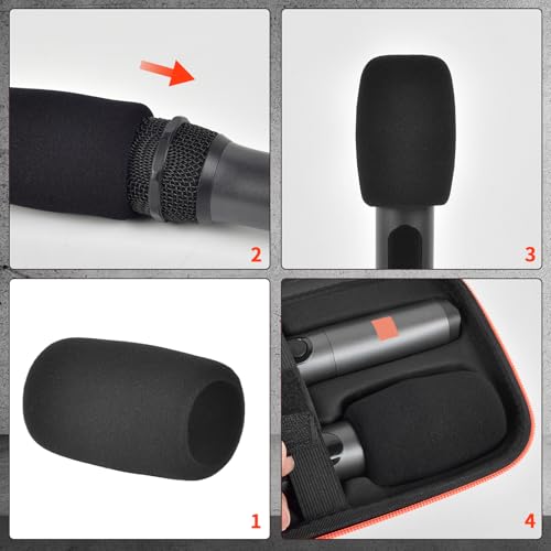 COMECASE Wireless Microphone Case for JBL PartyBox & Two Mic System, Black | Shockproof, Karaoke Microphones Travel Storage Box, Mic Foam Cover, Holds 2 Mics, Receivers, Adapters, AA Batteries, Charger - color: Black