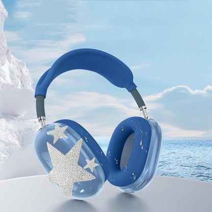[4 in 1] Case Cover for AirPods Max 2/1 (2026/2024/2020) Ear Pad Case Cover/Headband Cover/Ear Cups Cover with Bling Star for Apple AirPods Max Headphones (Dark Blue Stars) - color: Dark Blue Stars