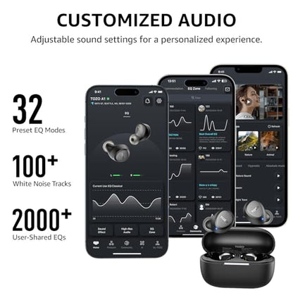 TOZO A1 Wireless Earbuds Bluetooth 5.3 Light Weight in Ear IPX5 Waterproof Headphones 2 Mic for AI Calls, Immersive Premium Sound Bass Headset with Charging Case, 32 Presets EQ Customization via App