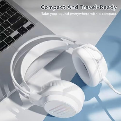 Over-Ear Wired Headphones with Microphone, 3.5mm Plug in Headphones, Noise Isolating & Stereo, Lightweight Portable Headsets for Smartphone, Tablet, Computer, Mp3/4, White - color: White