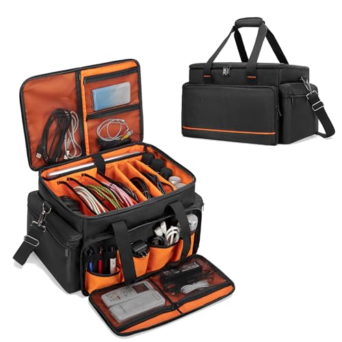 Trunab DJ Cable File Bag with Adjustable Dividers, 15.6'' Laptop Sleeve | Travel Musicians Gig Organizer Bag for DJ Gear , Music equipment and Accessories