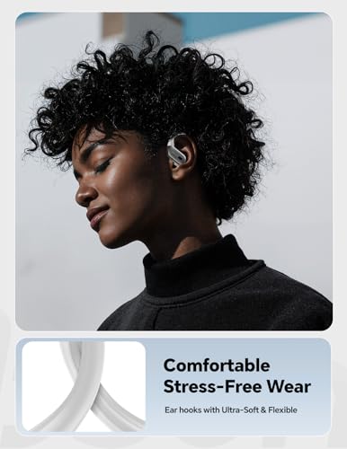 Wireless Earbuds 40H Bluetooth 5.3 Sport Headphones with Earhooks,White | Sweatproof & Waterproof,In-ear Buds Feature Easy Button & Deep Bass, Stereo Sound Device for Gym Running Workout - color: Moonlight White