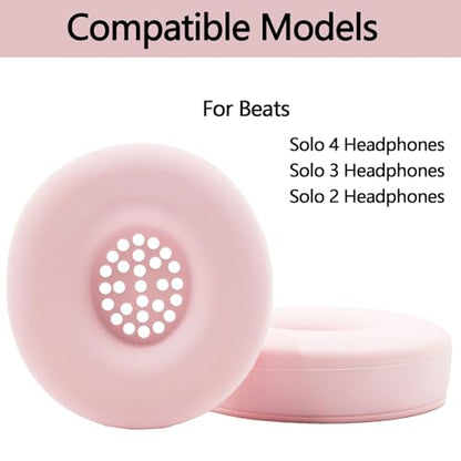 Silicone Earpads Cover for Beats Solo 4 & Solo 3 Wireless Headphones - Pink | Sweatproof Washable Protective Ear Pad Covers, Anti-Slip Skin Case Replacement Accessories for Beats Solo2 - color: Pink