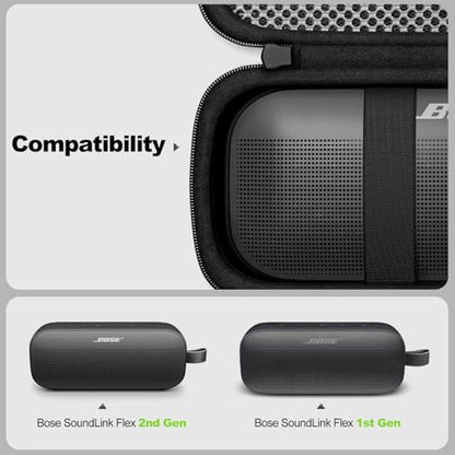 ProCase Hard Case for Bose SoundLink Flex 2nd/1st Gen Speaker - Black | Hard Travel Storage Case with Mesh Pocket, Shoulder Strap and Carabiner for Bose SoundLink Flex 2nd/1st Gen Speaker - color: Black