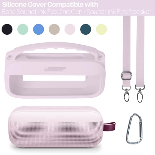 Lebakort 2nd Gen Silicone Cover Compatible with Bose SoundLink Flex 2nd Gen/SoundLink Flex Portable Speaker (Petal Pink Cover) - color: Petal Pink Cover