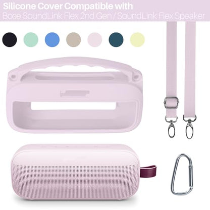 Lebakort 2nd Gen Silicone Cover Compatible with Bose SoundLink Flex 2nd Gen/SoundLink Flex Portable Speaker (Petal Pink Cover) - color: Petal Pink Cover