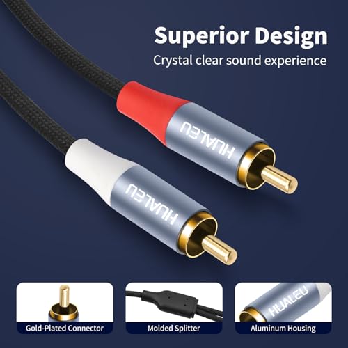 3Feet 2 RCA M/M Stereo Audio Cable, Gold-Plated 2RCA Male to 2RCA Male Aluminum Shell Auxiliary Audio Cord-2 Pack - size: 3Feet*2
