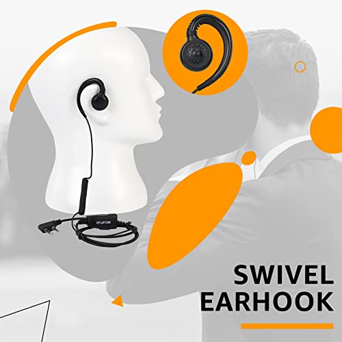 Retevis Swivel Walkie Talkie Earpiece with Mic, for RT22/RT68/RT21/H777 | Coil Tube, C-Shape Earhook, Compatible with Baofeng, Kenwood, Pxton 2 Way Radio, Two Way Radio Earpiece(1 Pack)