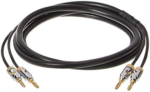 Amazon Basics Banana Plug 16AWG Speaker Cable Wire, CL2 Rated for in-Wall Use, Gold-Plated Banana-Tip Plugs (4mm), Oxygen-Free Copper, 6 Foot, Black - size: 6 Foot